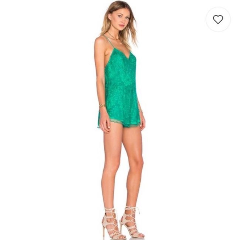 Revolve Green Lace Romper